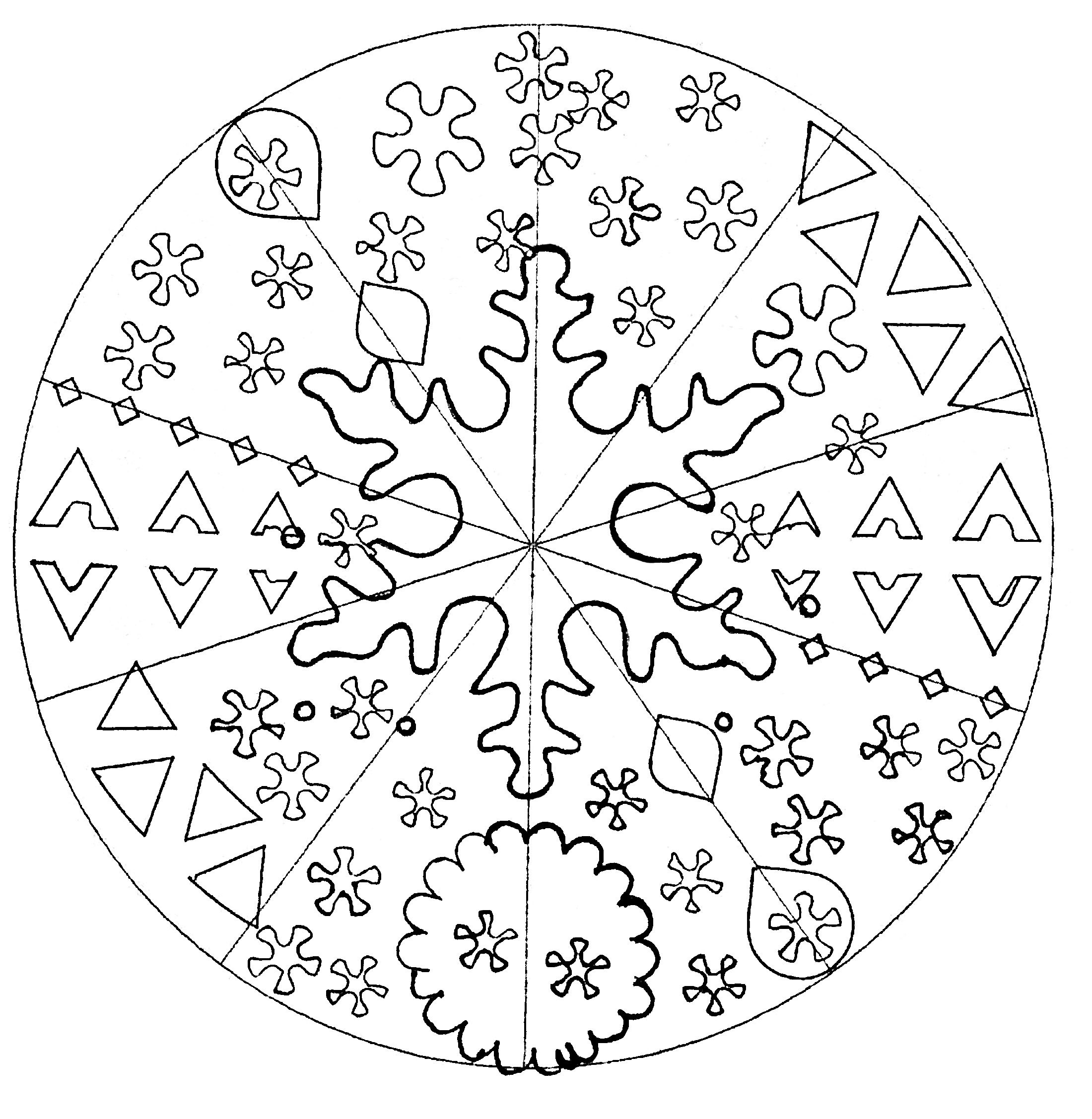 Des détails relativement faciles à colorier, pour un coloriage de Mandala 'fonds marins' très original et de grande qualité.