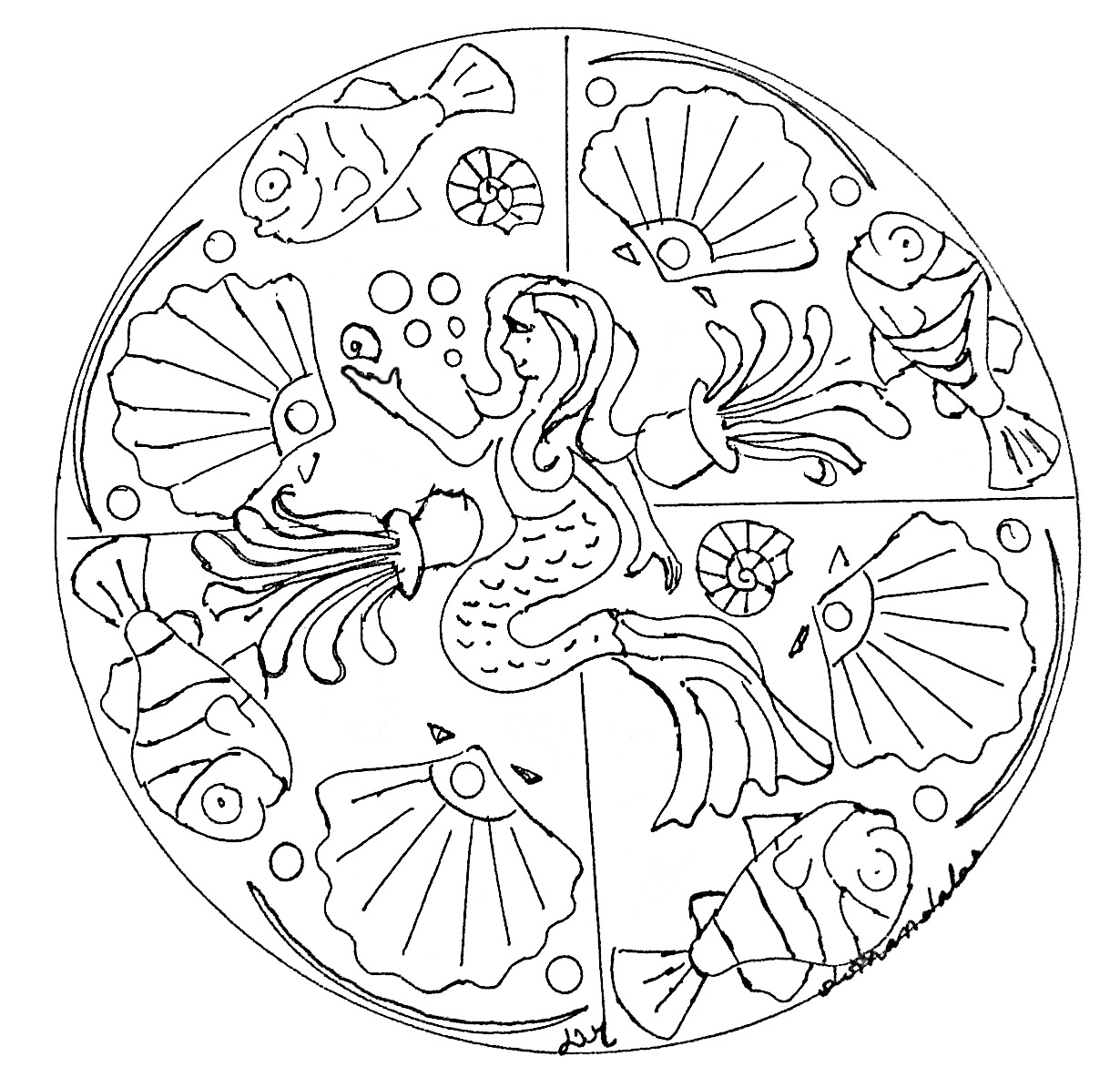 Des détails relativement faciles à colorier, pour un coloriage de Mandala très original et de grande qualité.