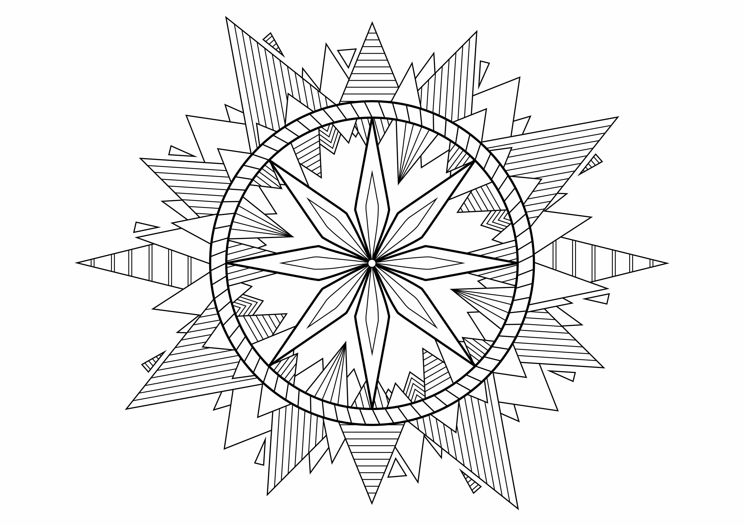 Mandalas de difficulté normale : Mandala Pyramide Mandalas de difficulté normale : Mandala Pyramide