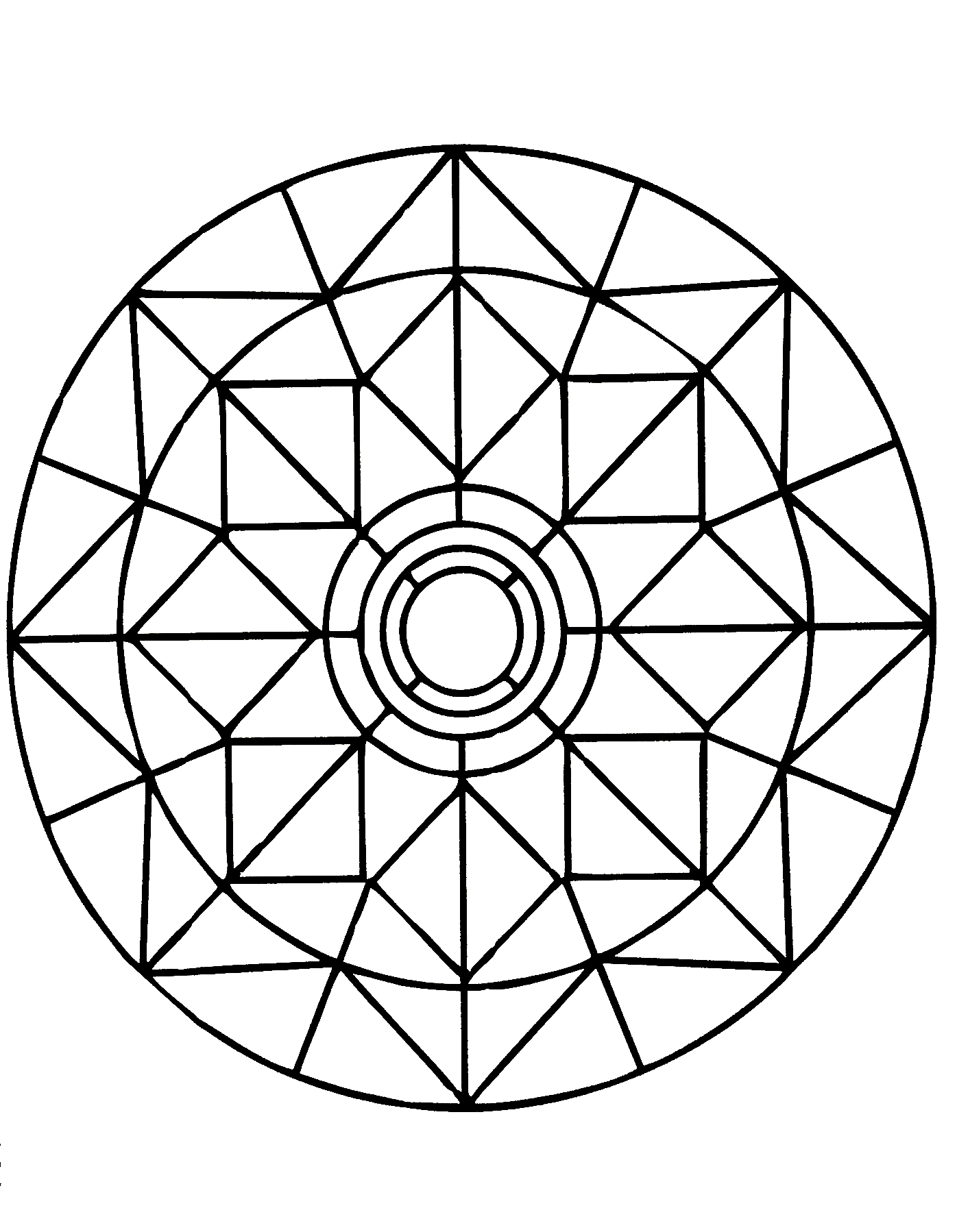 Superbe mandala à colorier comme une impression de vitrail représentant une magnifique fleur au centre de celui-ci. Niveau Normal.