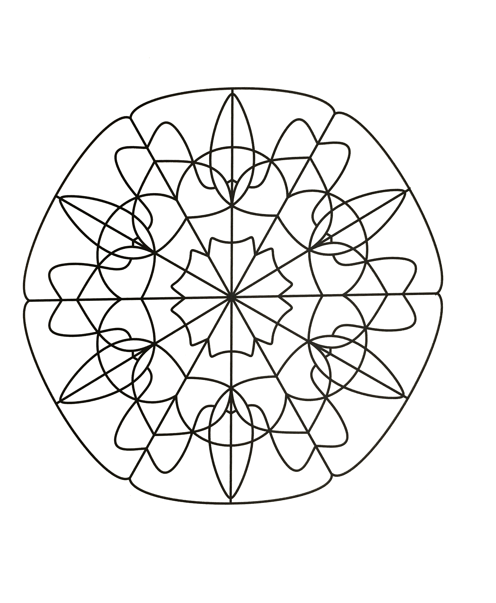 Très joli mandala avec spirale donnant une impression de graphisme ainsi qu'une très jolie fleur au centre du dessin.