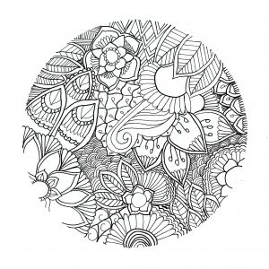 Mandala original avec fleurs diverses