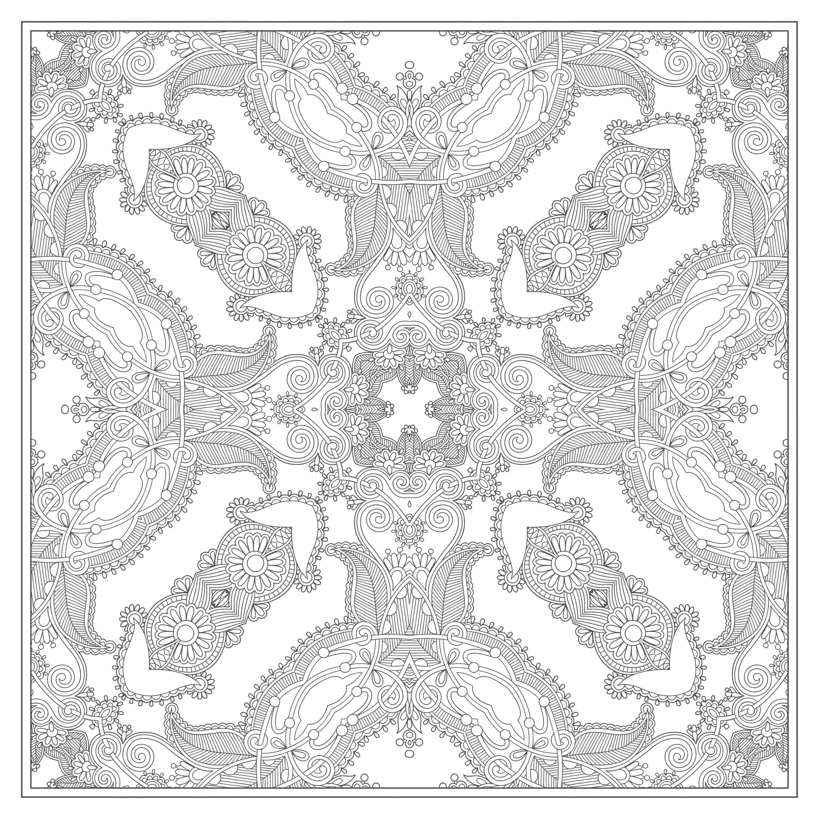 Mandala carré aux très petites zones (Mandalas très difficiles (pour adultes))