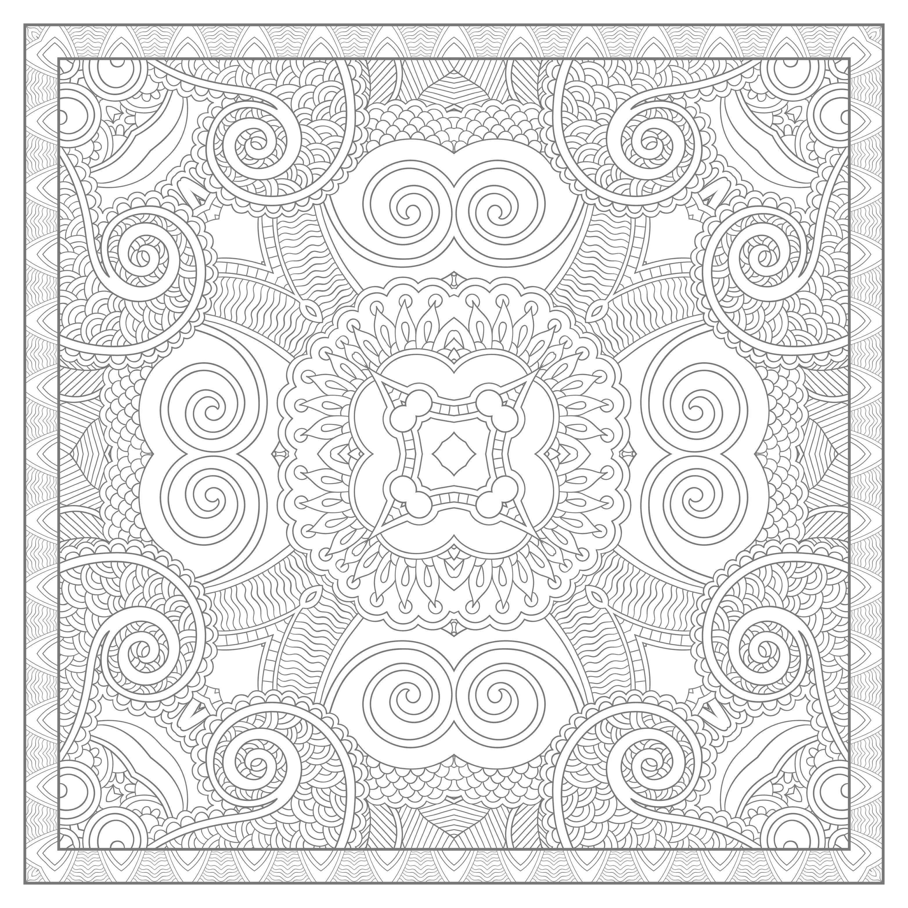 Joli mandala carré (Mandalas très difficiles (pour adultes))
