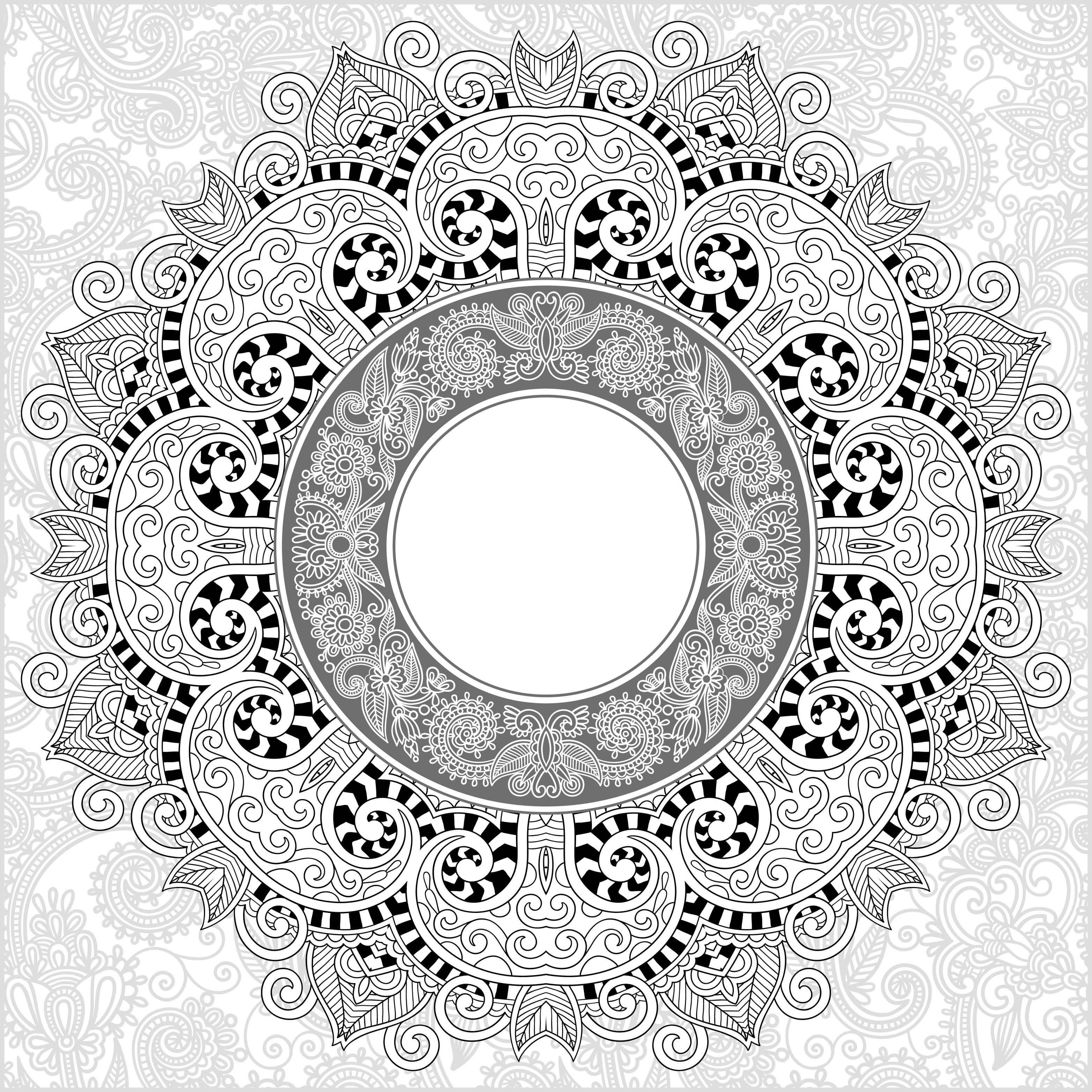 Mandala étoile lignes épaisses - Mandalas difficiles (pour adultes)