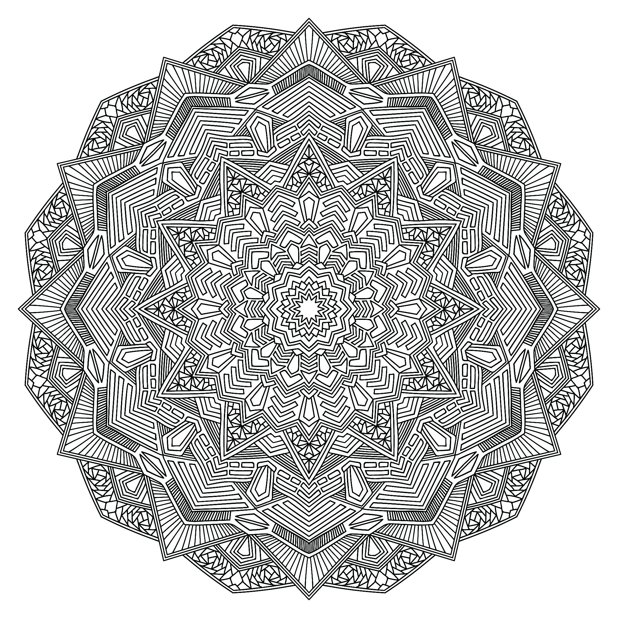 Mandalas très difficiles (pour adultes) : Mandala anguleux avec plusieurs niveaux Mandalas très difficiles (pour adultes) : Mandala anguleux avec plusieurs niveaux
