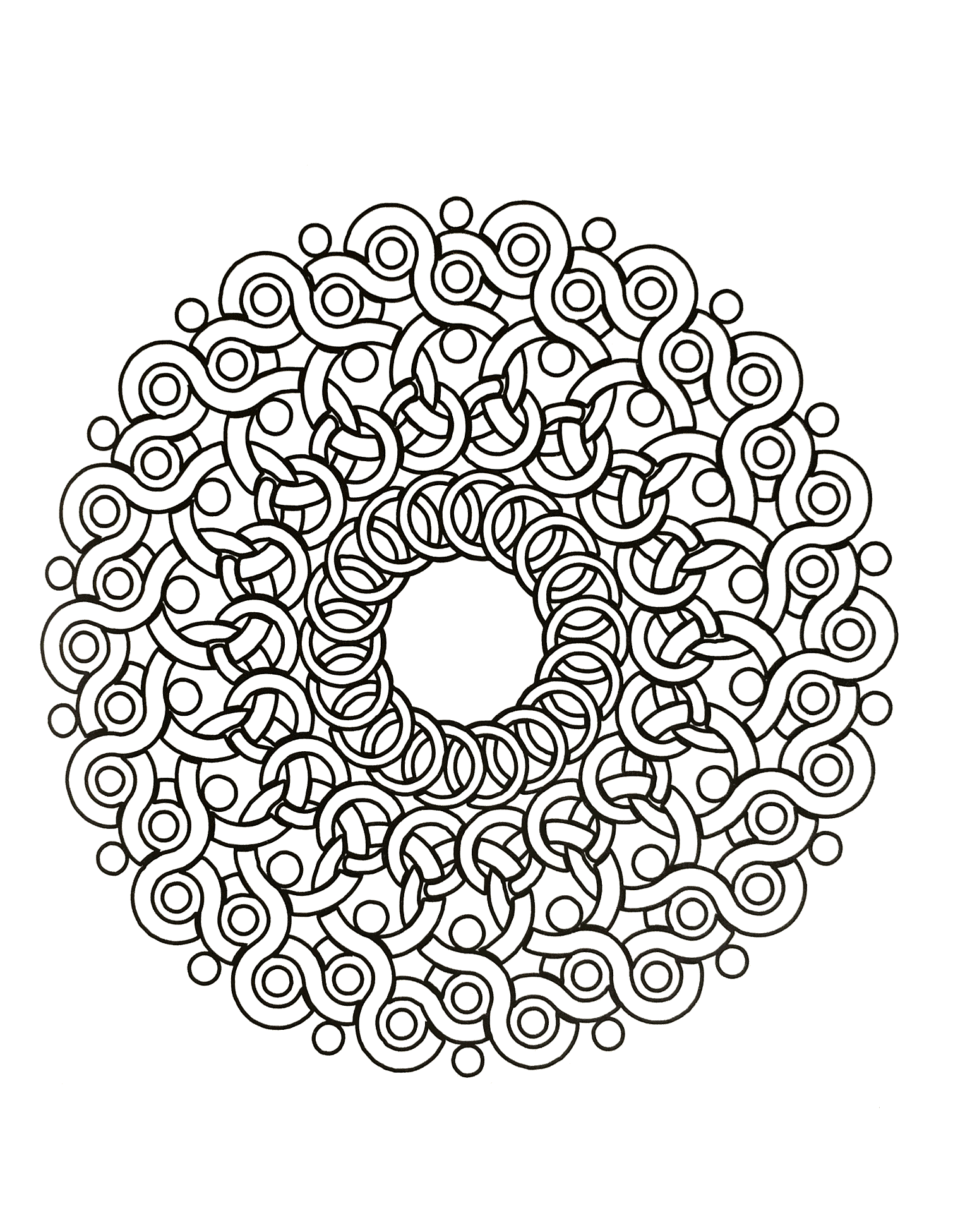 Un Mandala aux formes rappelant des ronces pour les pros ! Des dizaines et des dizaines de petites zones qui n'attendent que quelques couleurs choisies avec goût.
