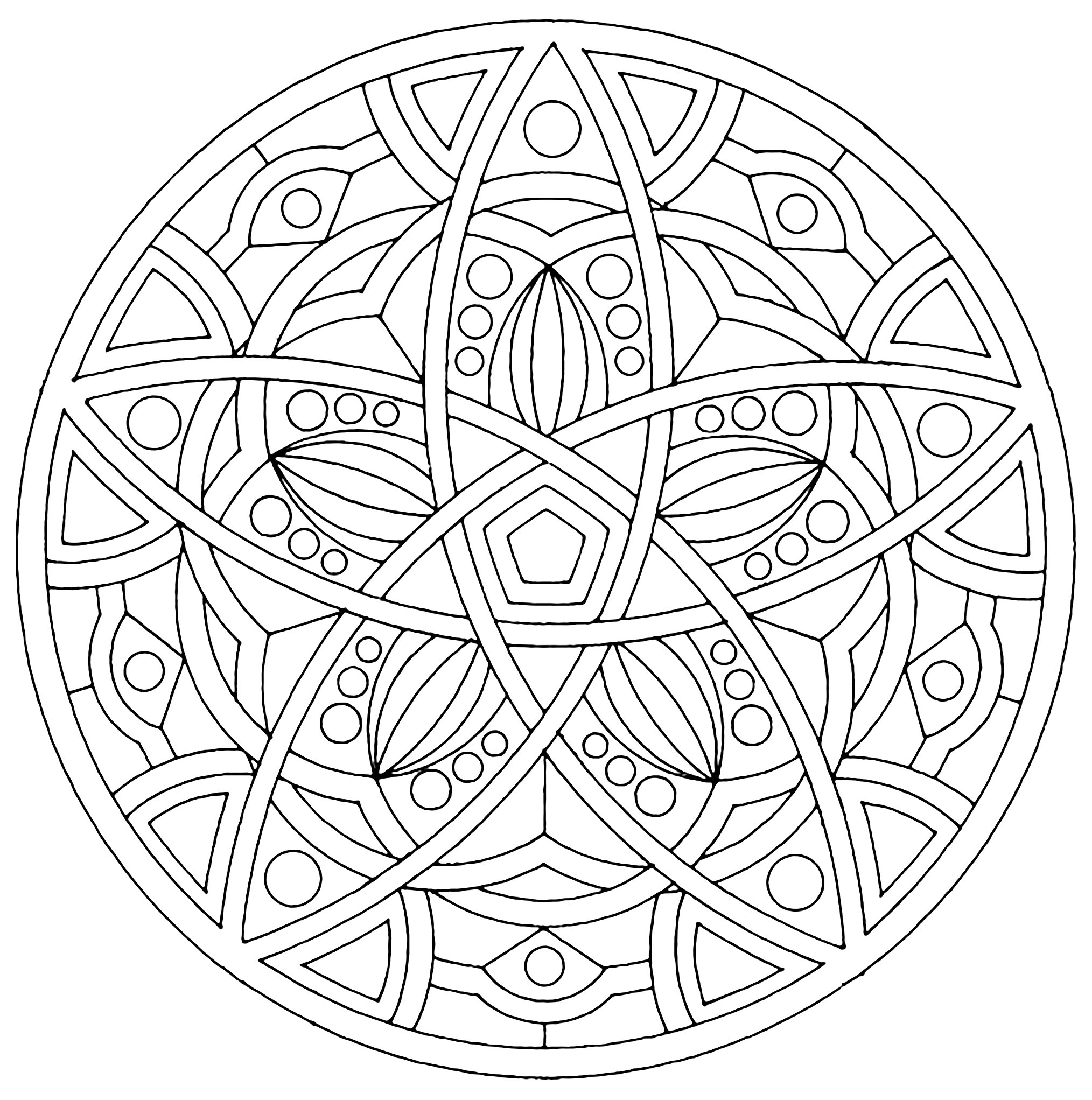 Accordez-vous un simple moment de relaxation avec ce beau coloriage de Mandala abstrait aux lignes fines et régulières. vous pouvez choisir les couleurs qui vous conviennent le mieux.