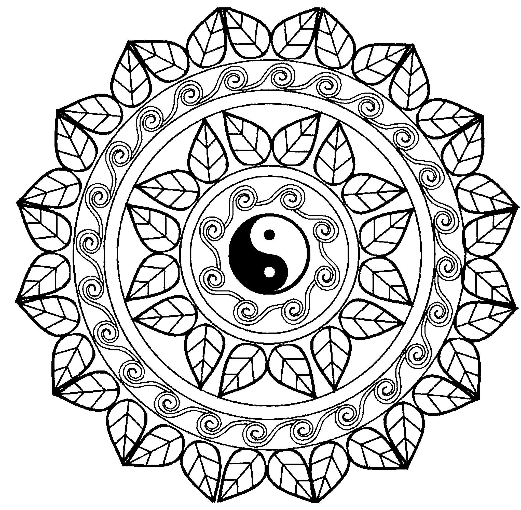 Choisissez la technique que vous préférez pour mettre en couleur ce Mandala exclusif comportant en son centre le fameux symbole du Yin & Yang ! Intégrez votre âme à ce beau Mandala.