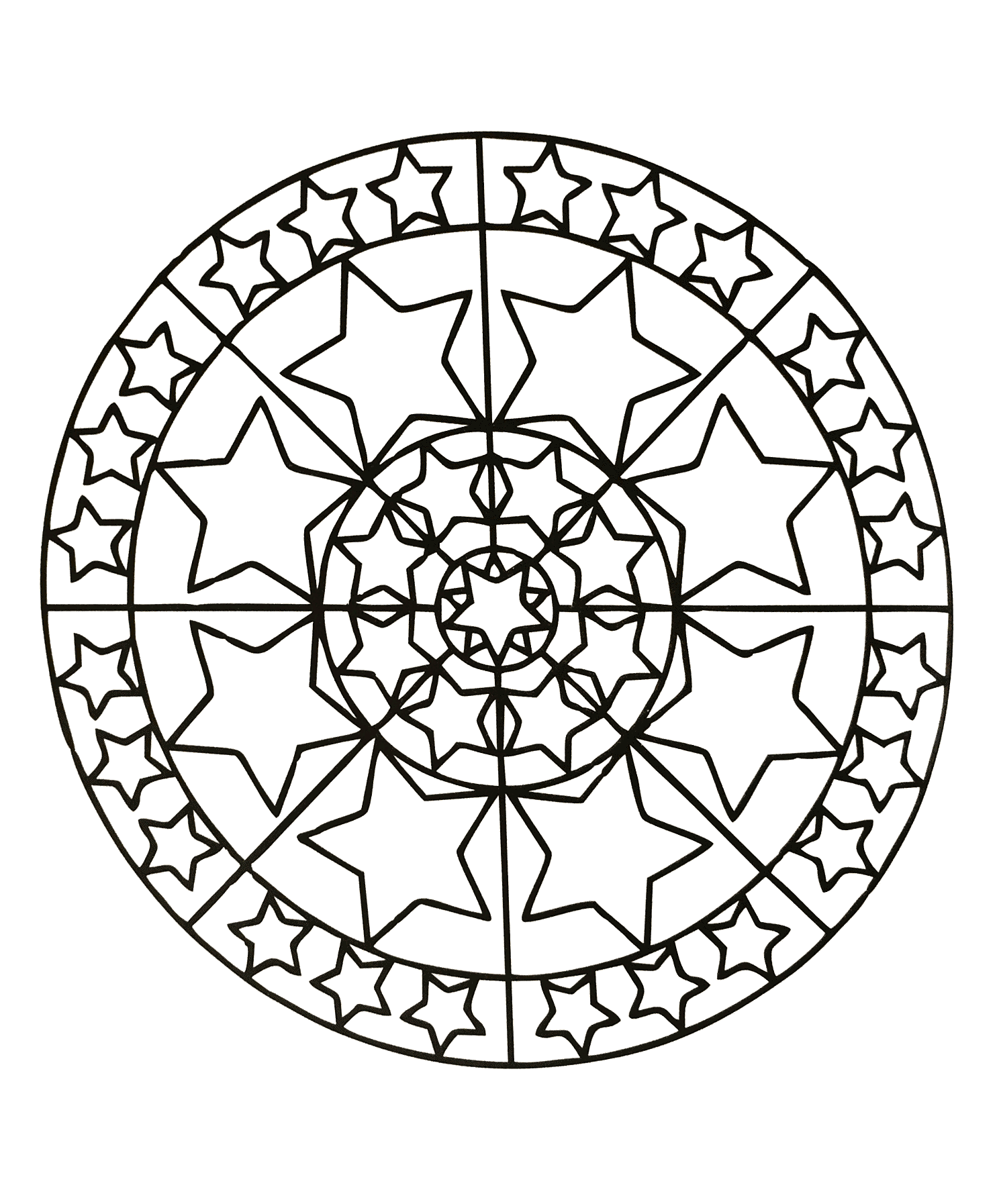 Laissez vous guider par votre instinct pour mettre en couleur cet incroyable Mandala composé de diverses étoiles ! Faites exprimer votre âme, votre passion, et le résultat sera à votre image.