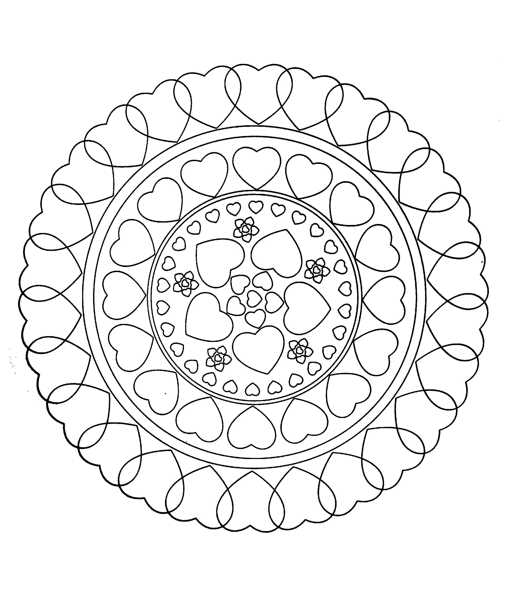 Mandala a colorier zen relax gratuit 26 Image avec Coeur