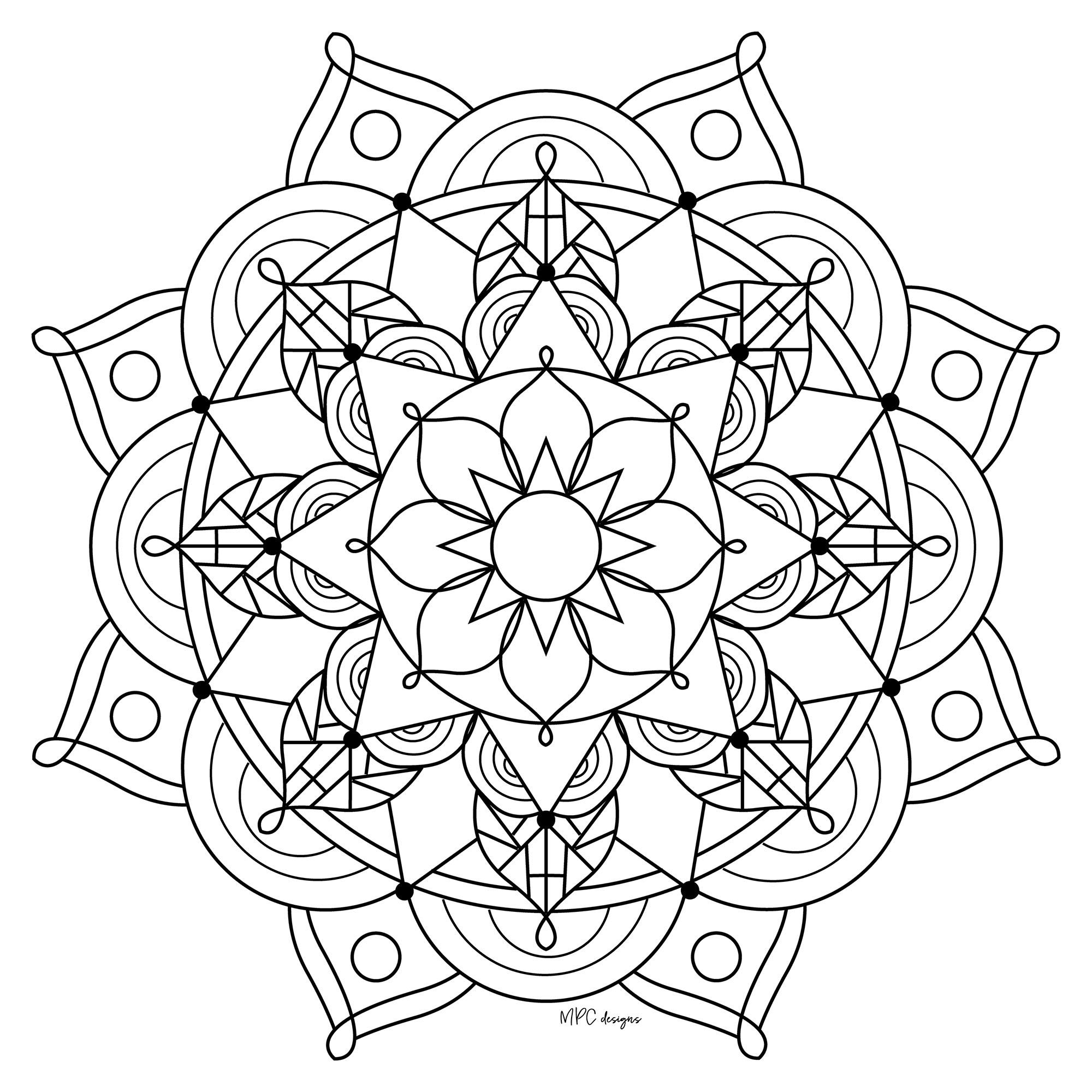 Quand le coloriage devient réellement de l'Art Thérapie ... C'est le cas avec ce coloriage de Mandala très harmonieux et délicat, assez simple à colorier car composé de peu de détails.