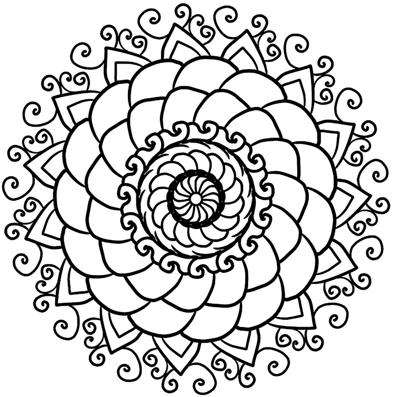 Un Mandala garanti totale relaxation, pour un moment d'apaisement total. Vous ressentirez vite les bienfaits du coloriage. Lorsqu’on colorie un mandala, on est recentré sur l’instant présent, en paix avec son environnement.