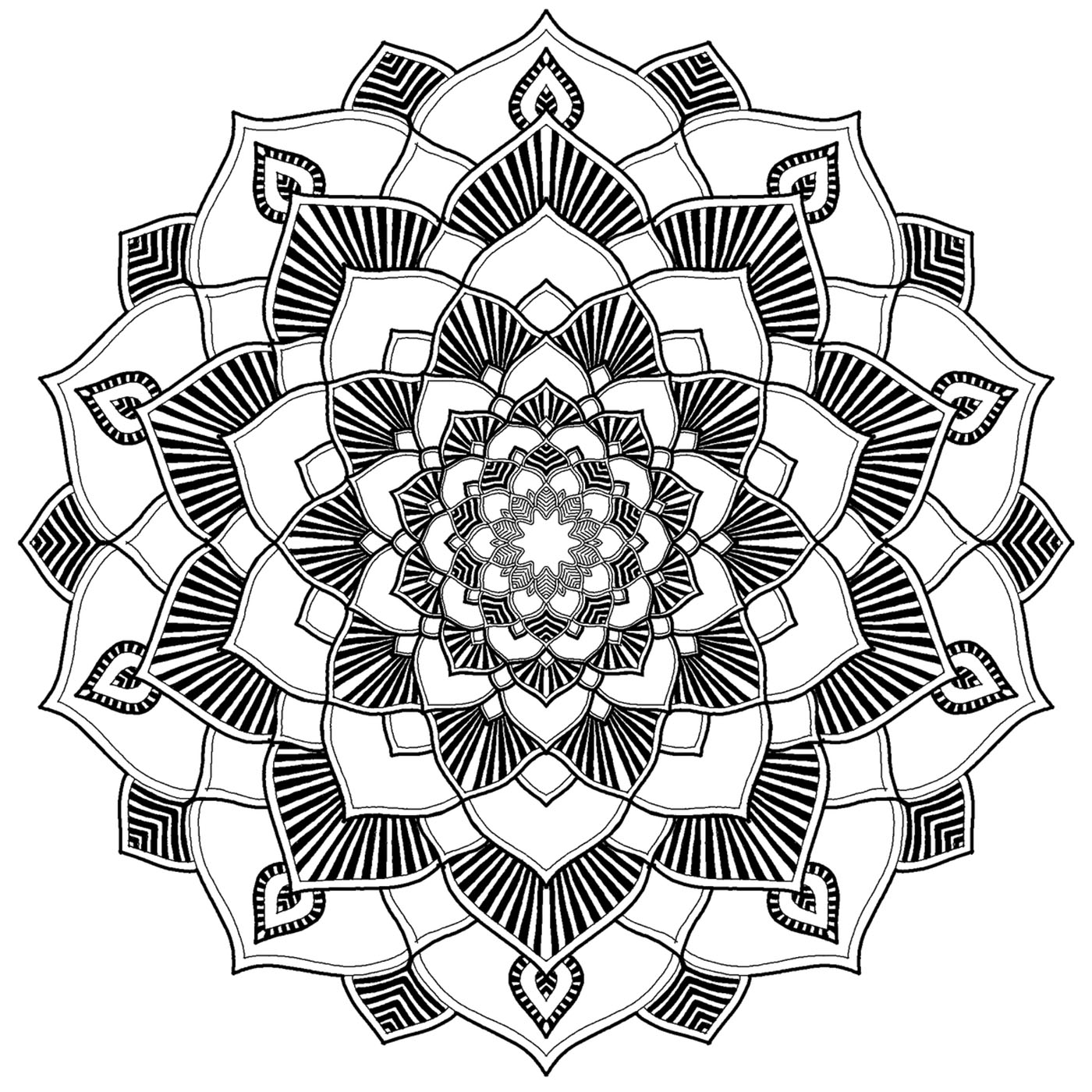 Offrez-vous une parenthèse de zénitude avec ce superbe Mandala à colorier sans plus attendre, avec les couleurs qui vous plaisent le plus. Il est original car il comporte en son centre un mini Mandala !