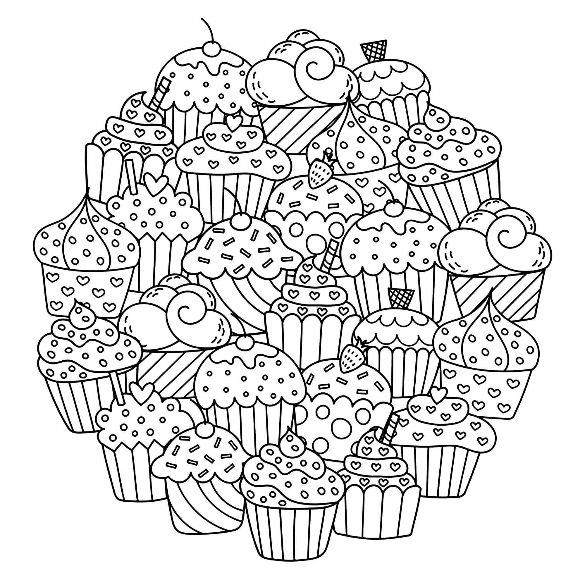 Mandalas Zen & Anti-stress : Cupcakes dans un Mandala Mandalas Zen & Anti-stress : Cupcakes dans un Mandala