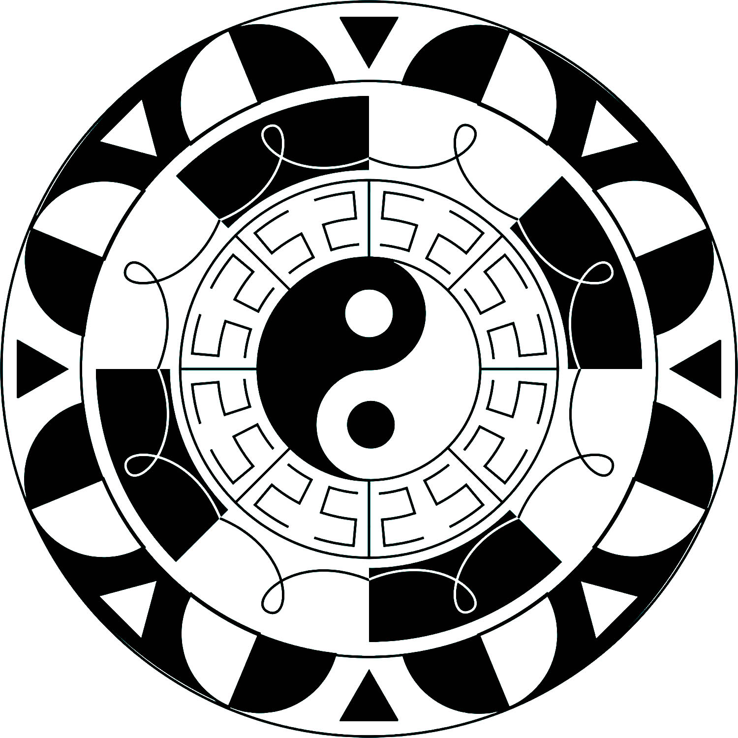 Mandalas Zen & Anti-stress : Simple Mandala avec symbole Yin & Yang Mandalas Zen & Anti-stress : Simple Mandala avec symbole Yin & Yang