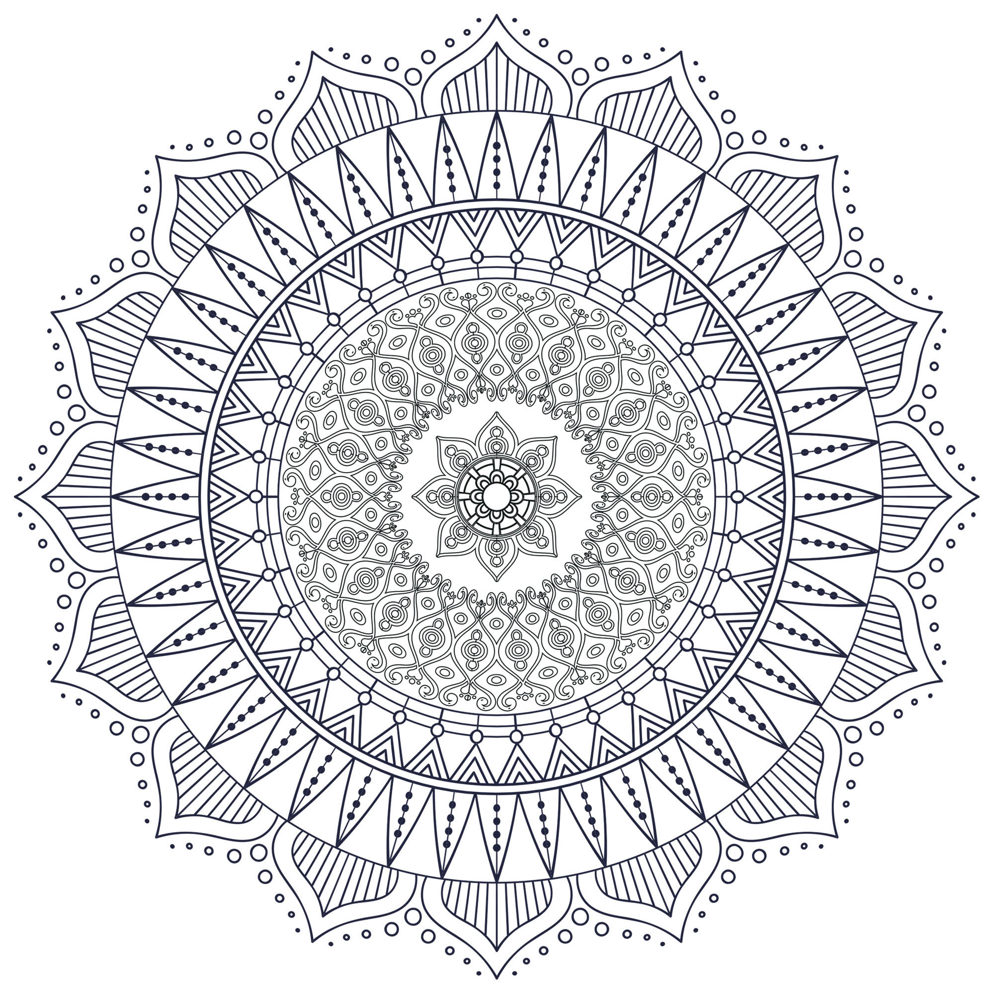 Offrez-vous une parenthèse de zénitude avec ce superbe Mandala à colorier sans plus attendre, avec les couleurs qui vous plaisent le plus. Il est original car il comporte en son centre un mini Mandala !