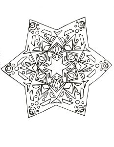 Mandala dessiné à la main en forme d'étoile