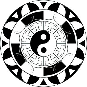 Simple Mandala avec symbole Yin & Yang