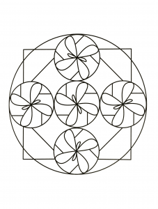 Mandala simple avec formes ressemblant à des papillons