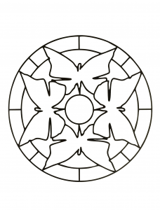 Mandala simple avec des formes ressemblant à des papillons