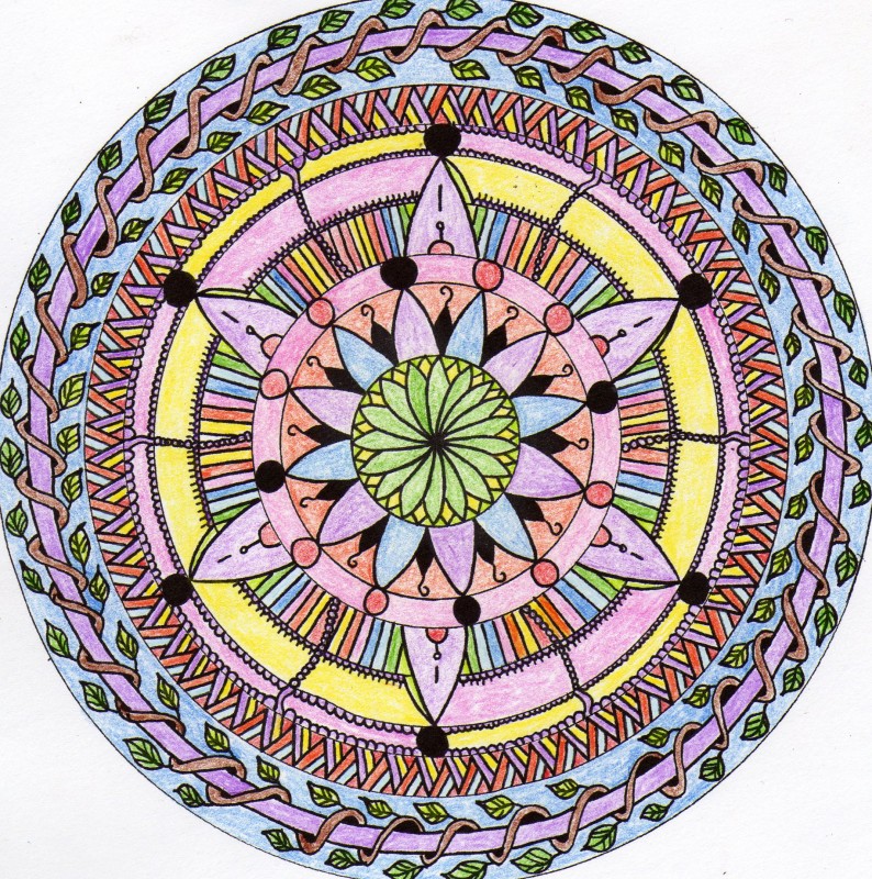 Leen margot mandala with leaves - Mandalas Adult Coloring Pages